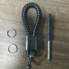 Faux Leather Braided Car Keychain Keyring Bag Key Chain Pendant Gift