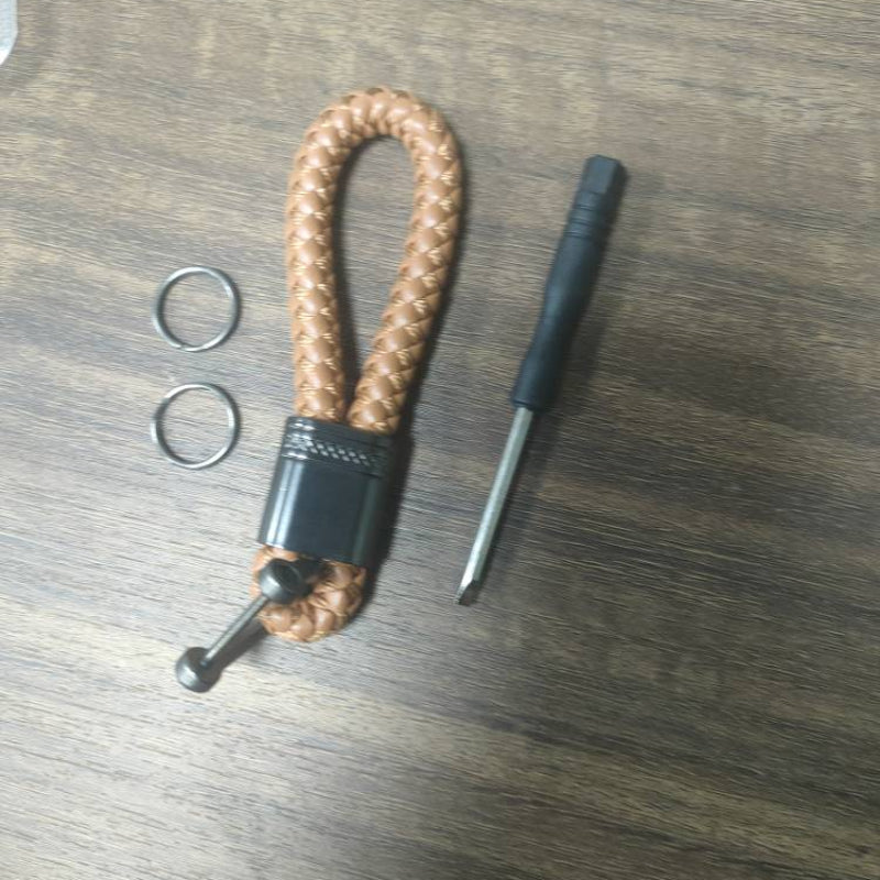 Faux Leather Braided Car Keychain Keyring Bag Key Chain Pendant Gift