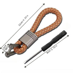 Faux Leather Braided Car Keychain Keyring Bag Key Chain Pendant Gift