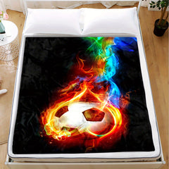 Fire Football Blanket Quilt Cover Travel Bedding Throw Flannel Bedspread