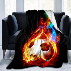 Fire Football Blanket Quilt Cover Travel Bedding Throw Flannel Bedspread
