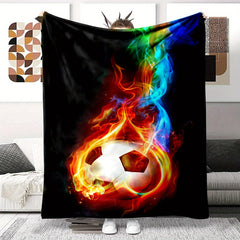 Fire Football Blanket Quilt Cover Travel Bedding Throw Flannel Bedspread