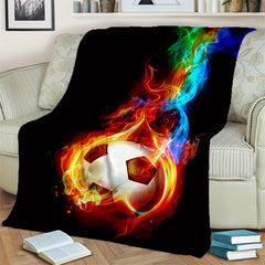 Fire Football Blanket Quilt Cover Travel Bedding Throw Flannel Bedspread