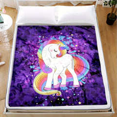 Purple Unicorn Flannel Blanket Couch Quilt Cover Travel Bedding Throw