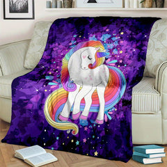 Purple Unicorn Flannel Blanket Couch Quilt Cover Travel Bedding Throw