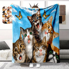 Lovely Cats Blanket Quilt Cover Travel Bedding Outlet Flannel Bedspread