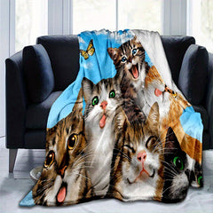Lovely Cats Blanket Quilt Cover Travel Bedding Outlet Flannel Bedspread