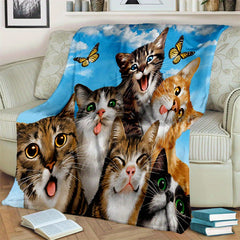 Lovely Cats Blanket Quilt Cover Travel Bedding Outlet Flannel Bedspread