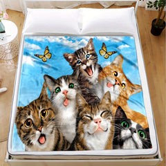 Lovely Cats Blanket Quilt Cover Travel Bedding Outlet Flannel Bedspread