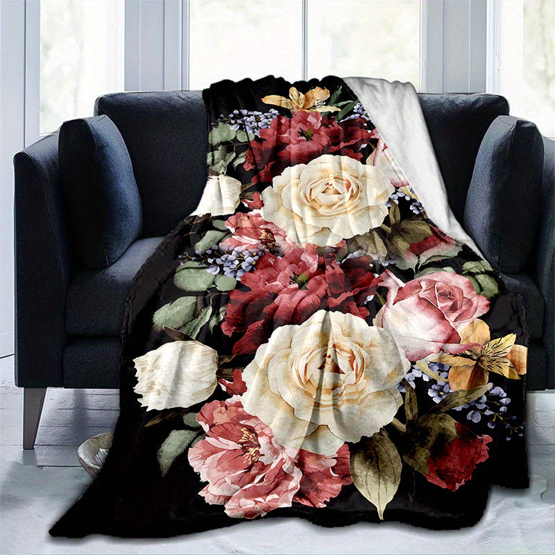 Flowers Rose Blanket Couch Quilt Cover Travel Bedding Outlet Throw Blanket