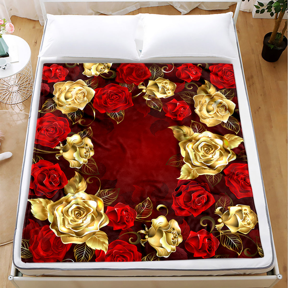 Rose Blanket Quilt Cover Travel Bedding Flannel Blanket Bedspread