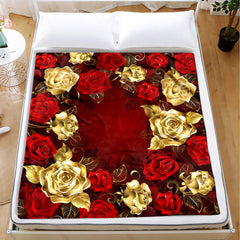 Rose Blanket Quilt Cover Travel Bedding Flannel Blanket Bedspread