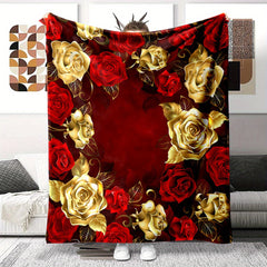 Rose Blanket Quilt Cover Travel Bedding Flannel Blanket Bedspread