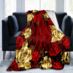 Rose Blanket Quilt Cover Travel Bedding Flannel Blanket Bedspread