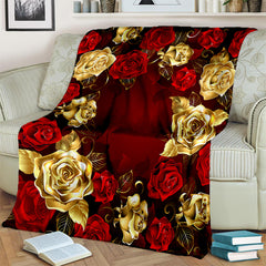 Rose Blanket Quilt Cover Travel Bedding Flannel Blanket Bedspread