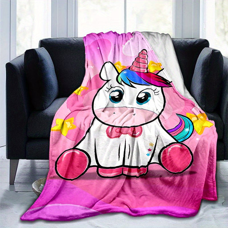 Pink Unicorn Blanket Flannel Throw Bedspread
