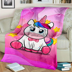Pink Unicorn Blanket Flannel Throw Bedspread