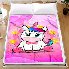 Pink Unicorn Blanket Flannel Throw Bedspread