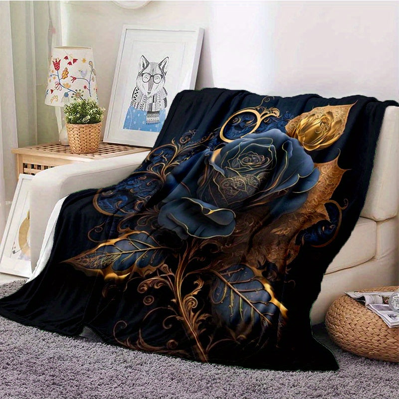 Rose Flower Blanket Couch Quilt Cover Travel Bedding Outlet Throw