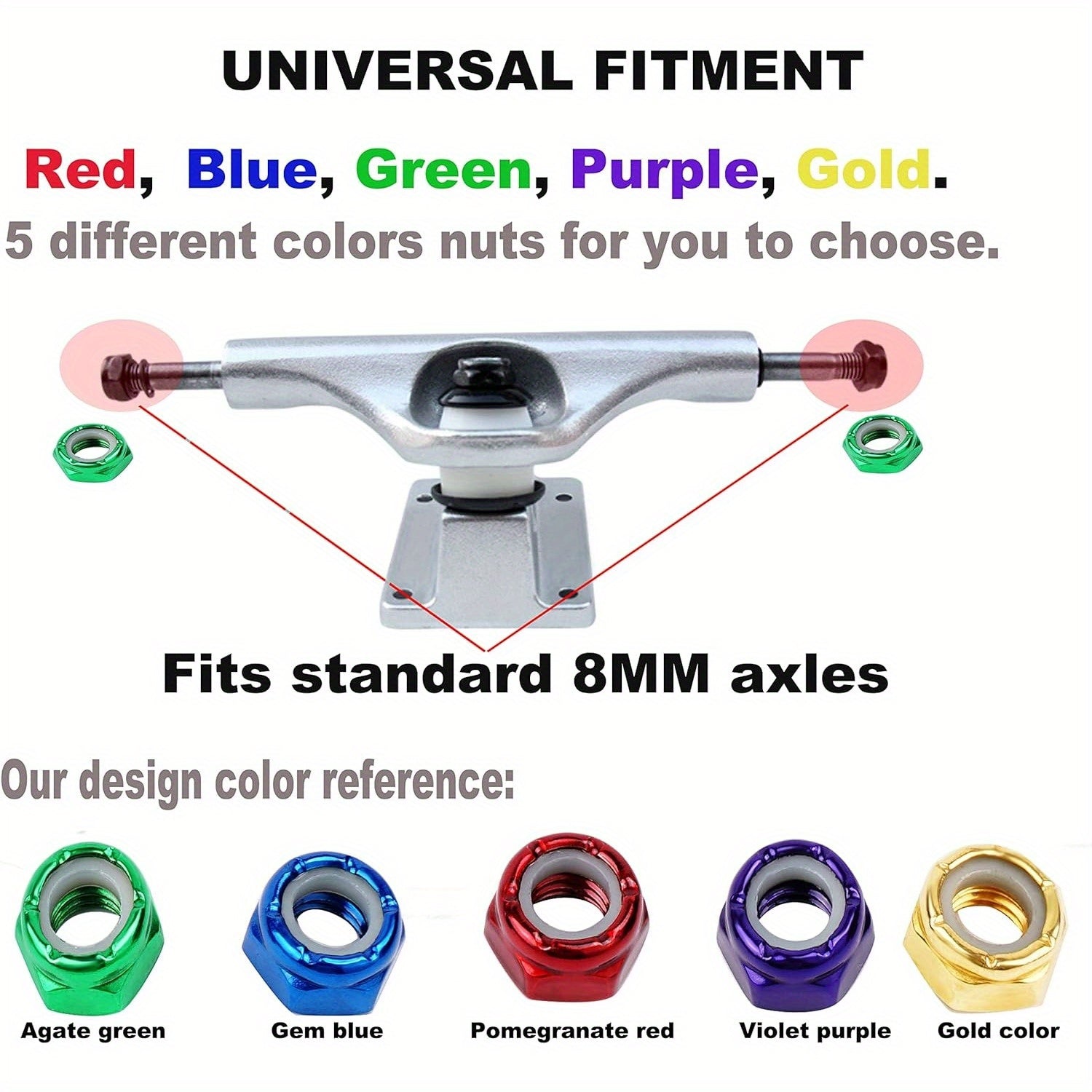 Longboard & Skateboard Hardware Kit with Nuts, Axle Washers, Precision Spacers
