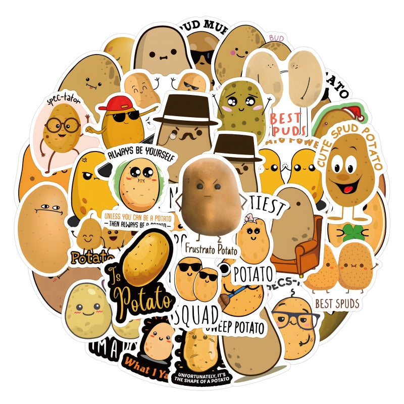 62pcs Potato Man Graffiti Stickers for Cars Laptops Mugs Waterproof DIY