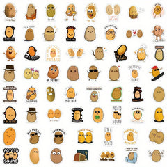 62pcs Potato Man Graffiti Stickers for Cars Laptops Mugs Waterproof DIY