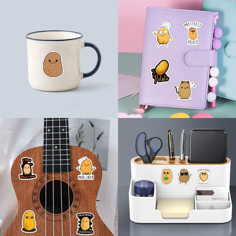 62pcs Potato Man Graffiti Stickers for Cars Laptops Mugs Waterproof DIY