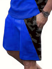 Men's Camo ''KING'' Crown Print T-shirt & Shorts Set for Summer