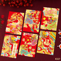 6pcs Dragon Year Red Envelopes Chinese Style Lucky Red Packet Spring Gift