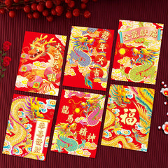 6pcs Dragon Year Red Envelopes Chinese Style Lucky Red Packet Spring Gift