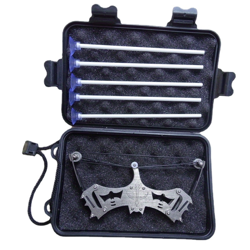 Portable 16cm Metal Mini Compound Bow Catapult For Archery Fun