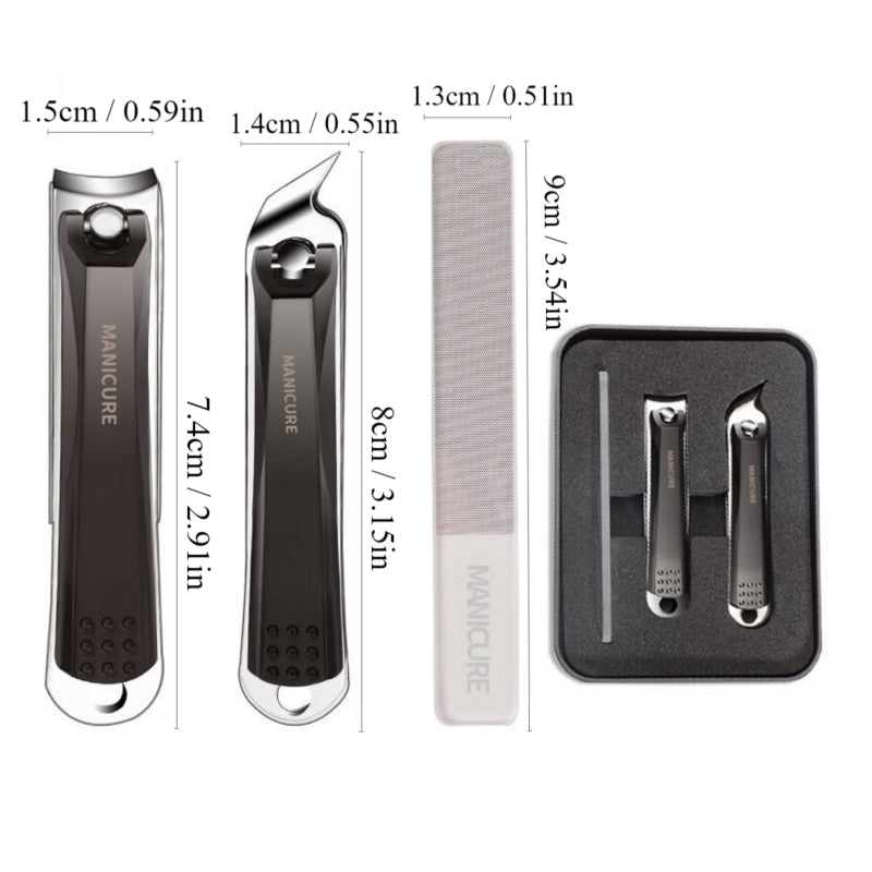 3pcs Nail Cutter Anti-splash Nail Scissors Diagonal Nail Clippers Pedicure Set