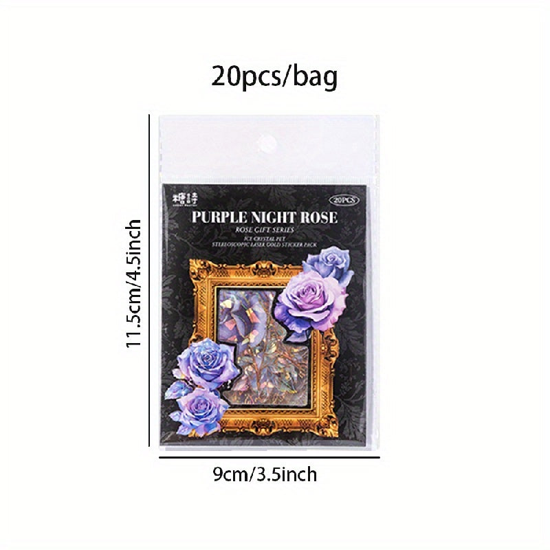 40pcs Rose Flower Gift Series Light Retro Laser Journal Sticker
