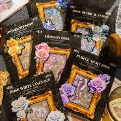 40pcs Rose Flower Gift Series Light Retro Laser Journal Sticker