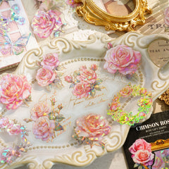 40pcs Rose Flower Gift Series Light Retro Laser Journal Sticker