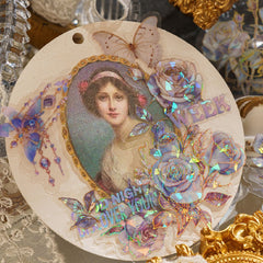 40pcs Rose Flower Gift Series Light Retro Laser Journal Sticker