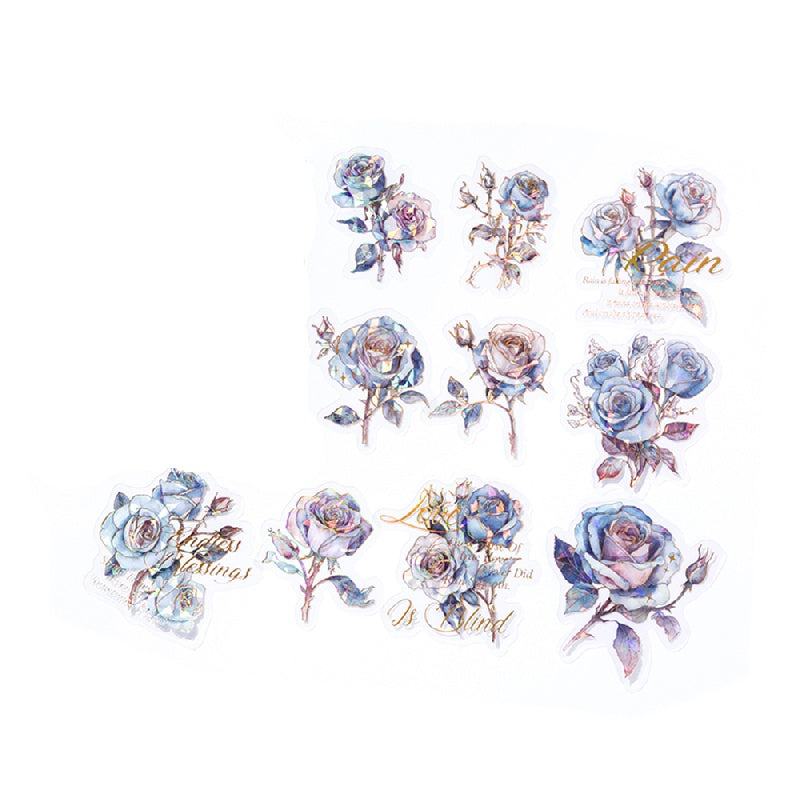 40pcs Rose Flower Gift Series Light Retro Laser Journal Sticker