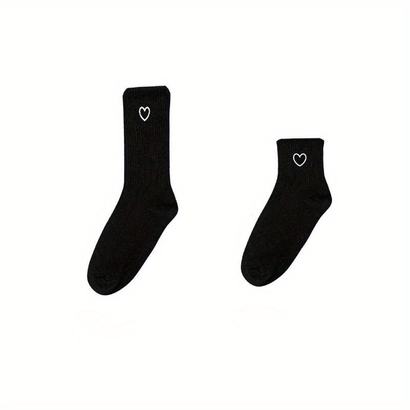 Men's Love Heart Printed Sports Socks - Autumn Winter Solid Soks