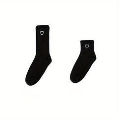 Men's Love Heart Printed Sports Socks - Autumn Winter Solid Soks