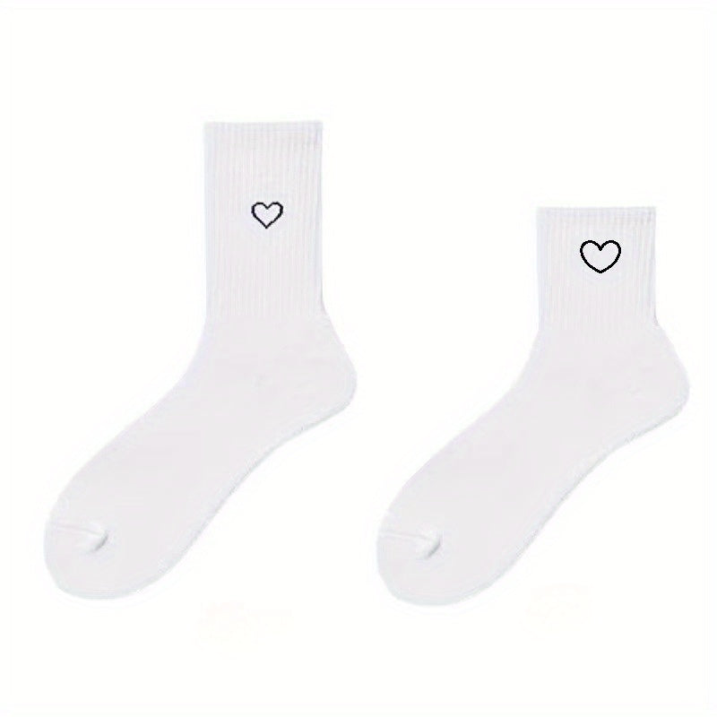 Men's Love Heart Printed Sports Socks - Autumn Winter Solid Soks