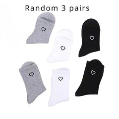 Men's Love Heart Printed Sports Socks - Autumn Winter Solid Soks