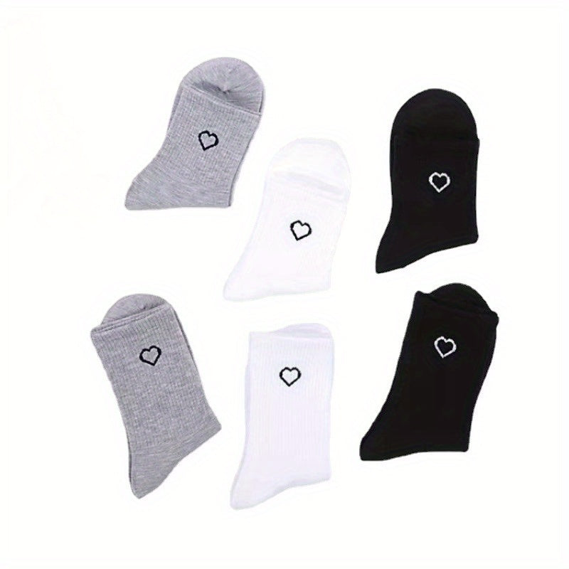 Men's Love Heart Printed Sports Socks - Autumn Winter Solid Soks