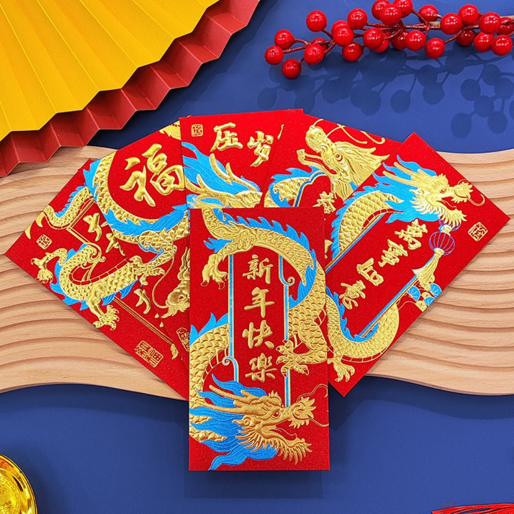6 Year of the Dragon Red Envelopes Set