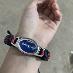 Football Team PU Leather Woven Bracelet