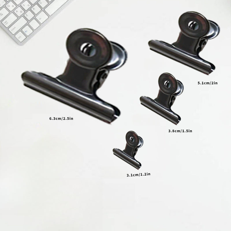 3pcs Metal Round Bill Clip Office File Snack Sealing Photo Memo Clip