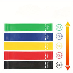 5pcs Yoga Resistance Loops Tension Bands w/ Instructions & Bag