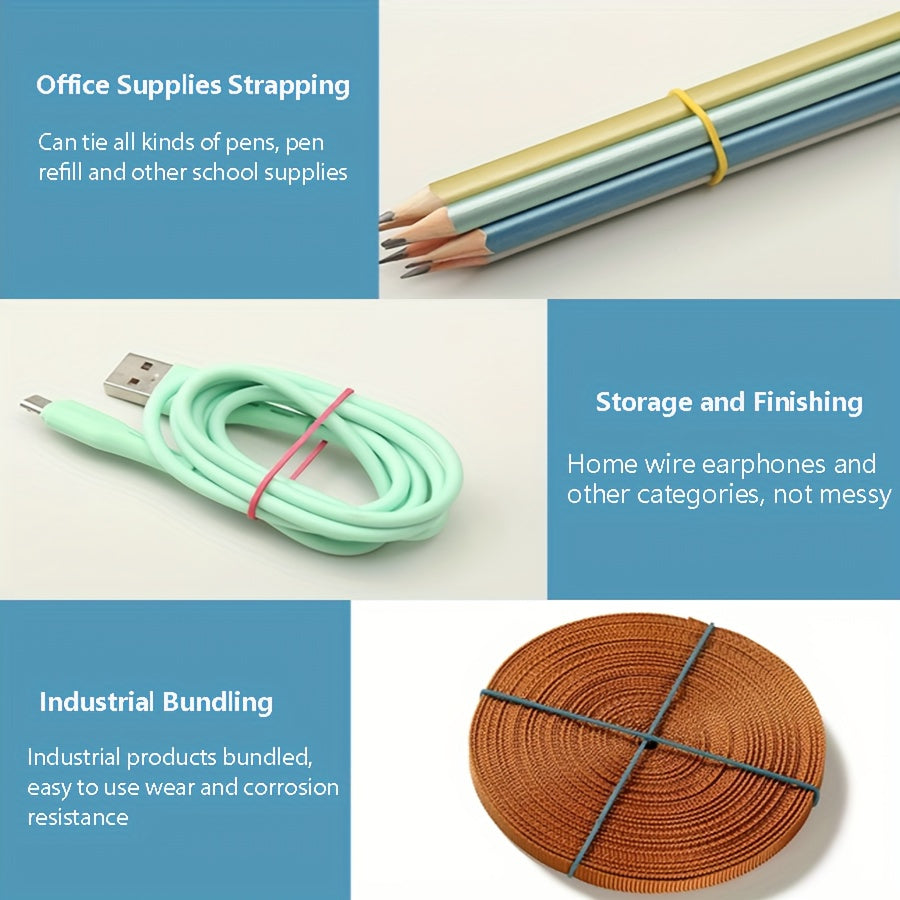 Multicolor Rubber Bands 1.96in Diameter 0.05in Width 50mm High Elasticity