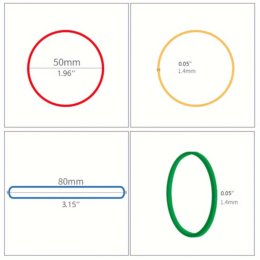 Multicolor Rubber Bands 1.96in Diameter 0.05in Width 50mm High Elasticity