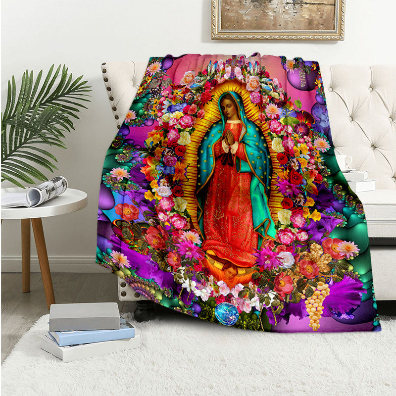Our Lady Of Guadalupe Flannel Blanket Cozy Warm Soft Travel Blanket