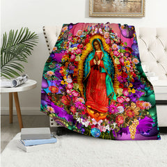 Our Lady Of Guadalupe Flannel Blanket Cozy Warm Soft Travel Blanket